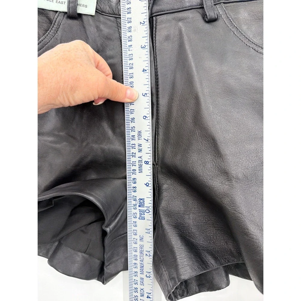 Vintage Leather Limited Black Genuine Soft Leather High Waisted Shorts Womens‎ 8
